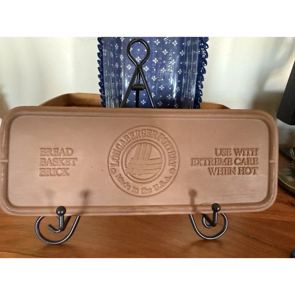 LONGABERGER 1993 BREAD BASKET Blue FABRIC LINER & PROTECTOR & BRICK, COTTAGECORE